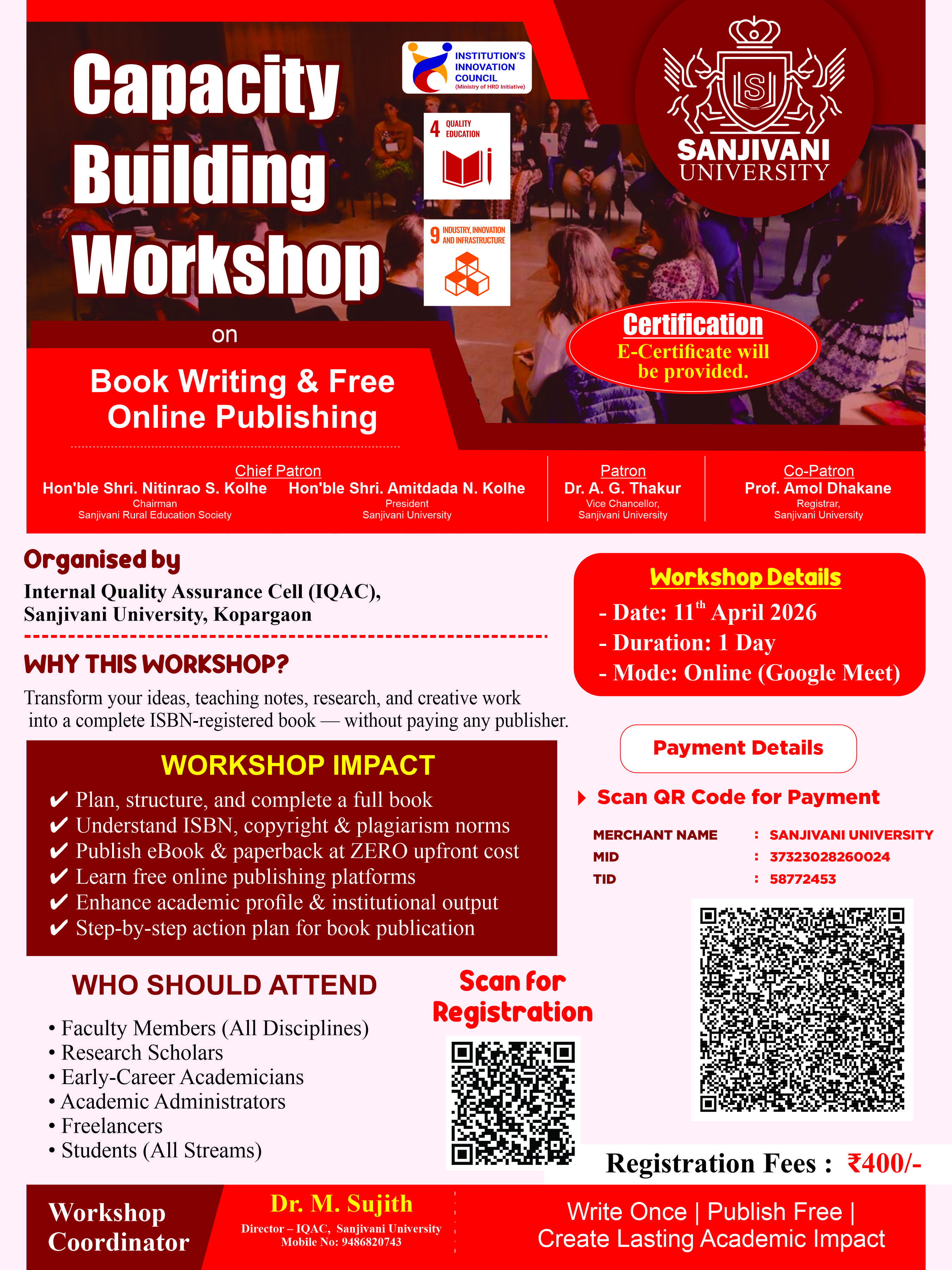 Capacity Building Workshop on “Book Writing & Free Online Publishing